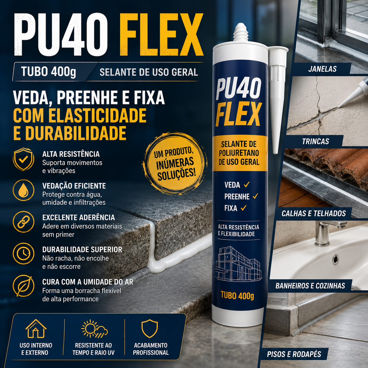 PU40 FLEX – Tubo 400g (Selante de Uso Geral)